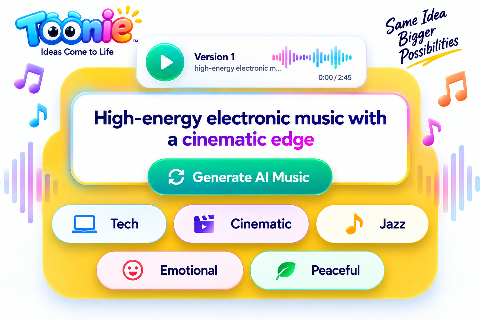 Bright AI Studio interface for music and sound generation